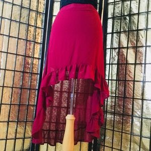 CHORD Wine High Low Skirt